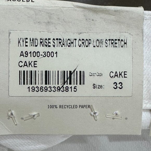 AGOLDE KYE Mid Rise Straight Crop Low Stretch White Denim Jeans Size 33 NWT - Picture 6 of 10
